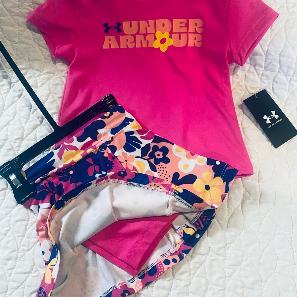 Under Armour Pink Floral Girls Swim Set
